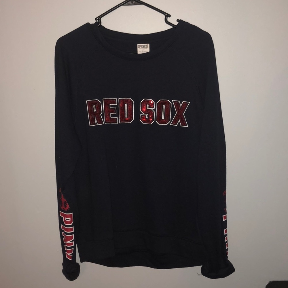 Pink. Red Sox sweatshirt.